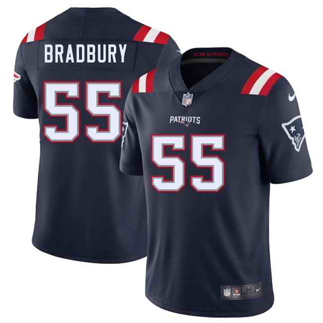 Men's New England Patriots #55 Garrett Bradbury Navy 2025 Vapor Limited Stitched Football Jersey